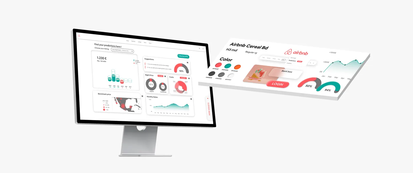 Airbnb Earnings Dashboard auf einem Monitor mit Styleguide