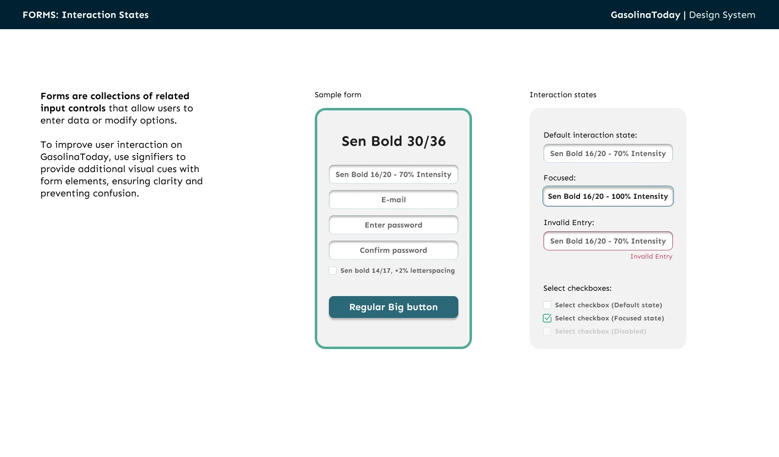 GasolinaToday Designsystem: Formularfelder und ihre Interaktionszustände