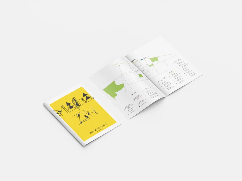 Modemagazin: Doppelseite mit Stadtplan des Kiezes