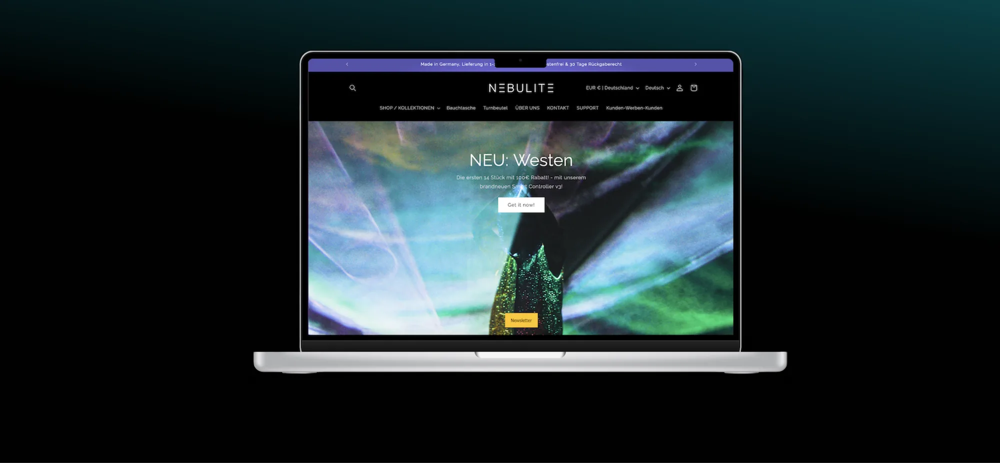 Vorher: alte Startseite des Nebulite-Shops