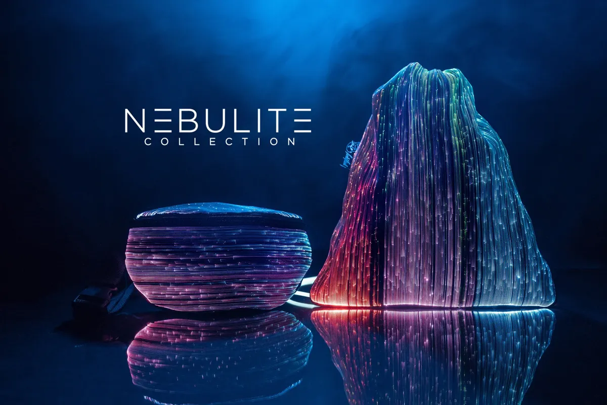 Nebulite Collection: leuchtende Taschen aus Glasfasergewebe